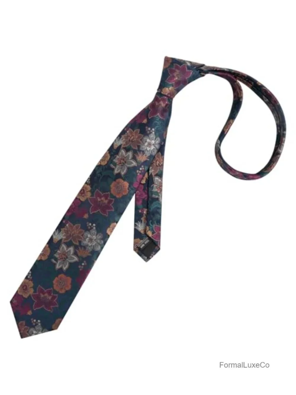 Men's Floral Necktie & Handkerchief Set - 100% Polyester - 3.15